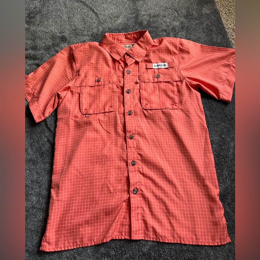 Magellan Outdoors Coral/Orange Performance Fishing Shirt boys